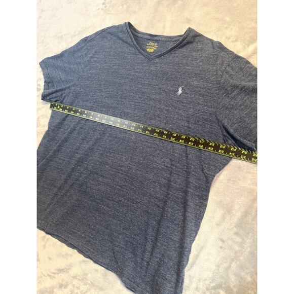 Polo Ralph Lauren Men Vneck Cotton Tshirt Size XL Heather Blue Classic Pony Logo - Picture 5 of 6